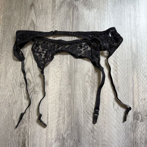 Leg Avenue Lace Garter Belt Black Floral Adjustable One Size - Picture 5 of 6